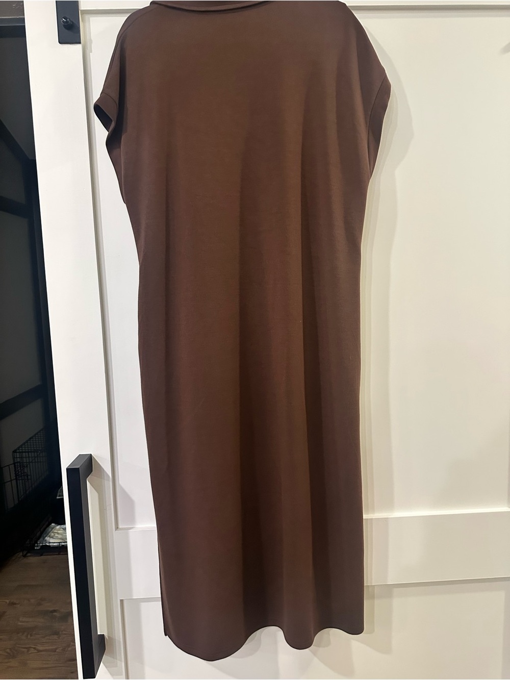 Casual V-Neck Maxi Shirt Dress in Chocolate Brown - Picture 5 of 10